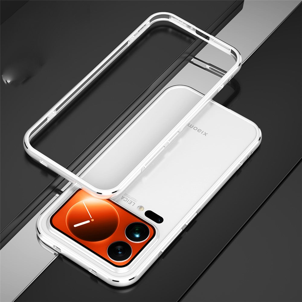 For Xiaomi 17 Pro Max Bumper Case Lens Protector Dual Color Metal Frame Phone Cover with Screw Lock - Silver