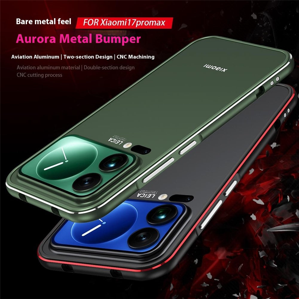 For Xiaomi 17 Pro Max Bumper Case Lens Protector Dual Color Metal Frame Phone Cover with Screw Lock - Silver