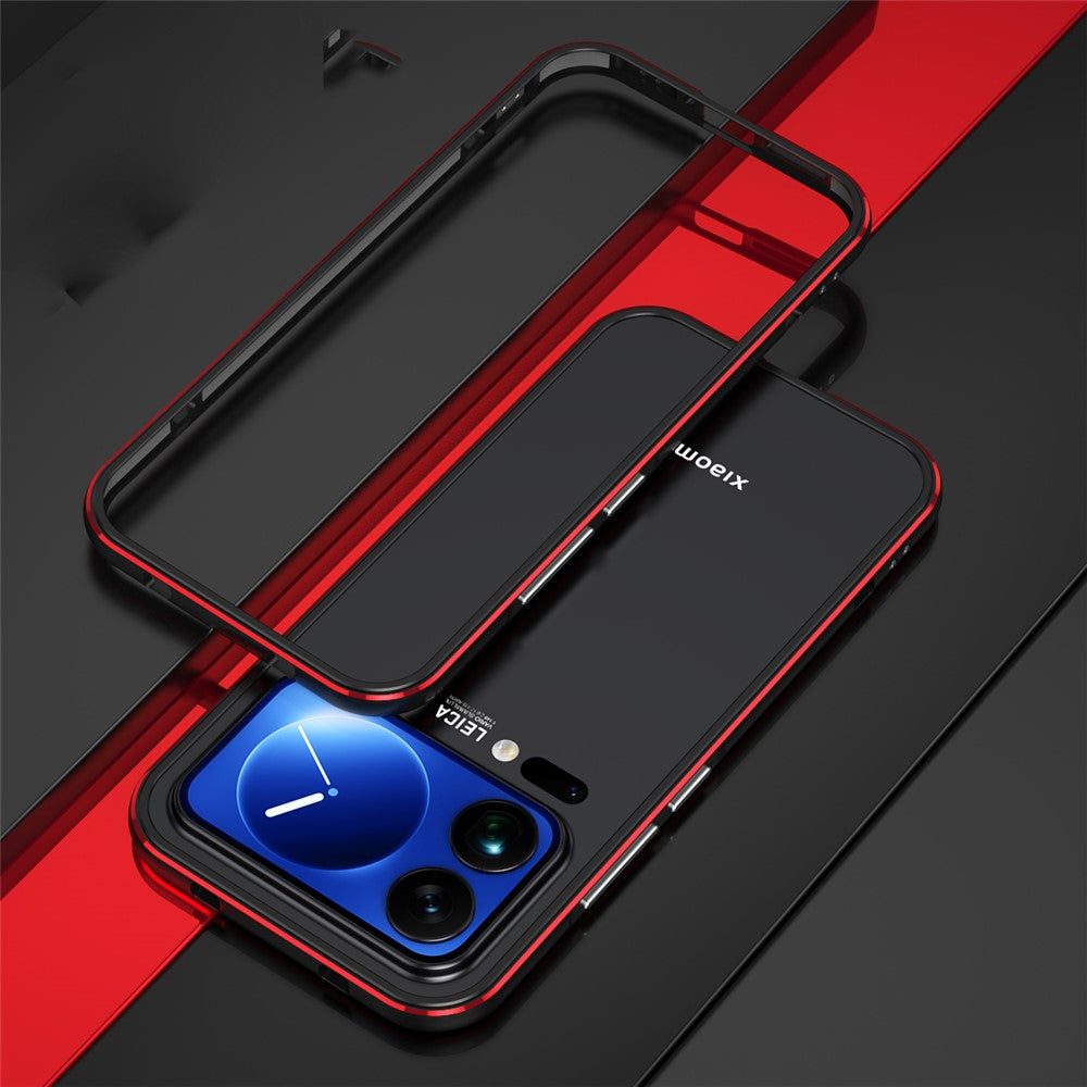 For Xiaomi 17 Pro Max Bumper Case Lens Protector Dual Color Metal Frame Phone Cover with Screw Lock - Black / Red