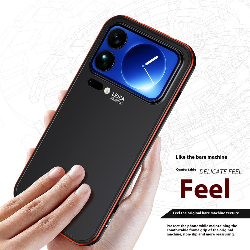 For Xiaomi 17 Pro Max Bumper Case Lens Protector Dual Color Metal Frame Phone Cover with Screw Lock - Black / Red
