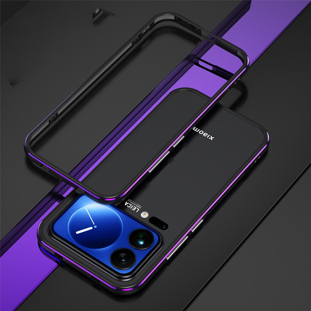 For Xiaomi 17 Pro Max Bumper Case Lens Protector Dual Color Metal Frame Phone Cover with Screw Lock - Black / Purple