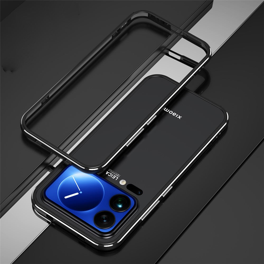 For Xiaomi 17 Pro Max Bumper Case Lens Protector Dual Color Metal Frame Phone Cover with Screw Lock - Black / Silver