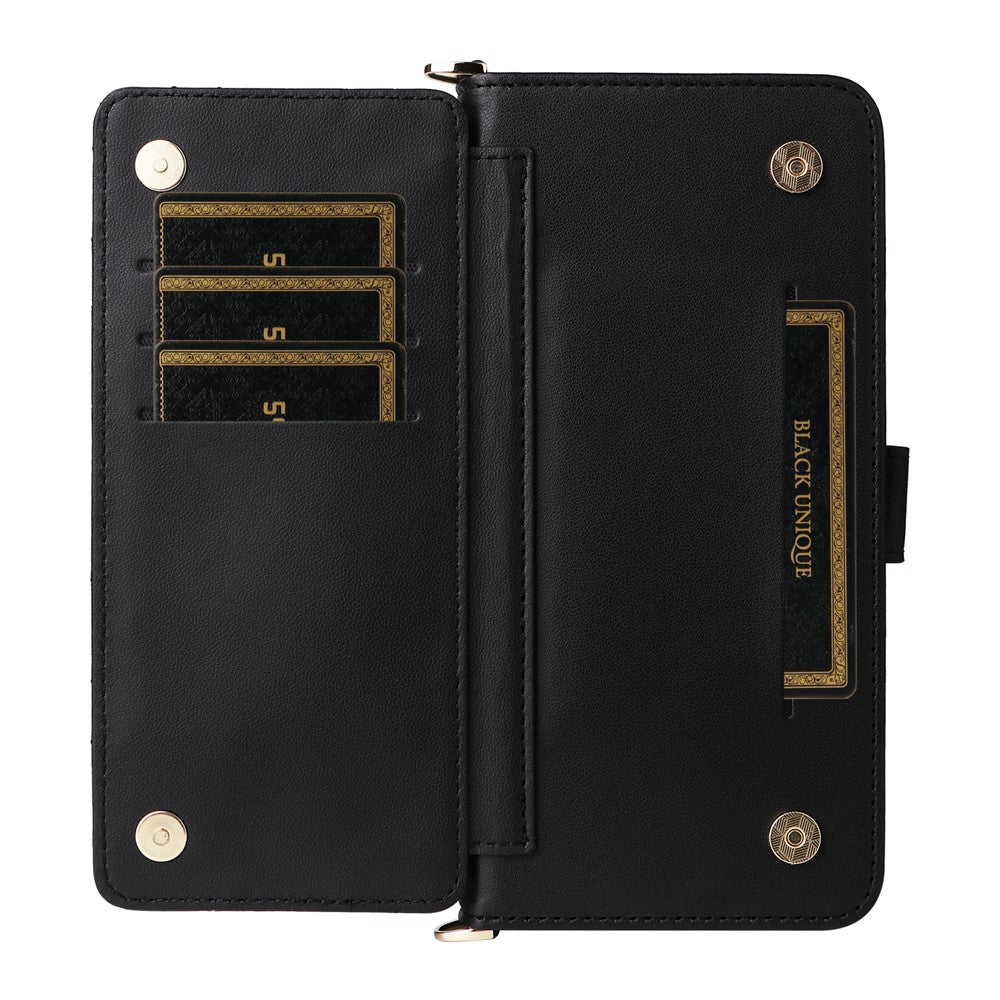 For-Samsung-Galaxy-S26-/-S26-Pro-Case-with-Shoulder-/-Wrist-Strap-Leather-Phone-Cover-Stand-Wallet-Black