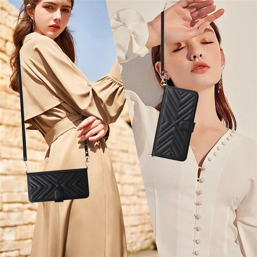 For-Samsung-Galaxy-S26-/-S26-Pro-Case-with-Shoulder-/-Wrist-Strap-Leather-Phone-Cover-Stand-Wallet-Black