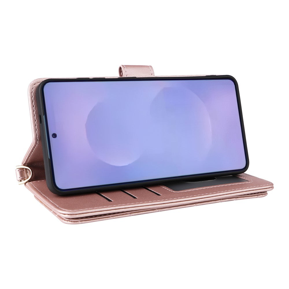 For-Samsung-Galaxy-S26-/-S26-Pro-Case-with-Shoulder-/-Wrist-Strap-Leather-Phone-Cover-Stand-Wallet-Pink