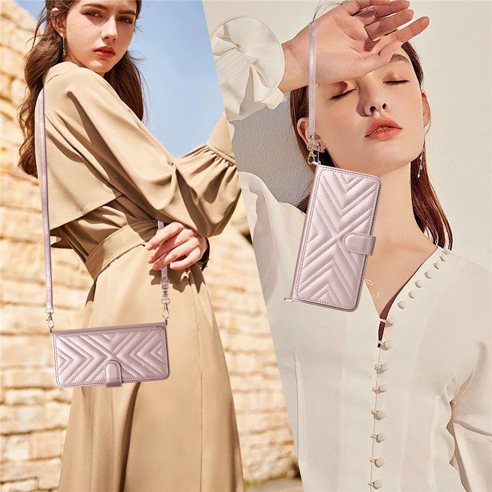 For-Samsung-Galaxy-S26-/-S26-Pro-Case-with-Shoulder-/-Wrist-Strap-Leather-Phone-Cover-Stand-Wallet-Pink