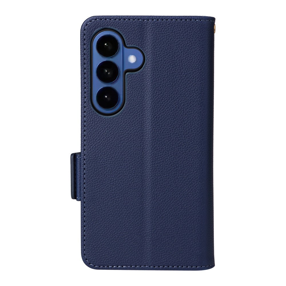 For-Samsung-Galaxy-S26-/-S26-Pro-Case-Litchi-Texture-Wallet-Leather-Phone-Cover-with-Wrist-Strap-Dark-Blue