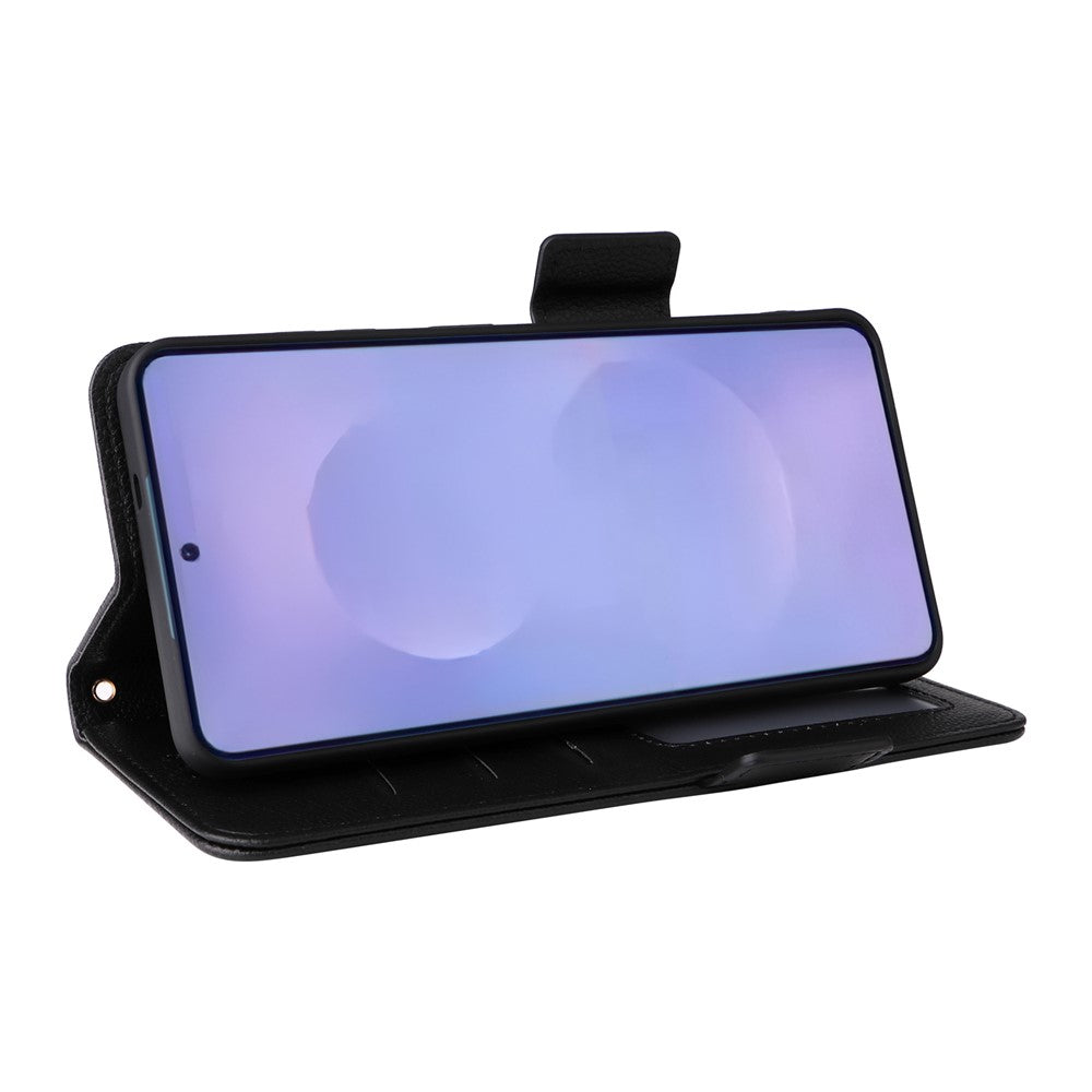 For-Samsung-Galaxy-S26-/-S26-Pro-Case-Litchi-Texture-Wallet-Leather-Phone-Cover-with-Wrist-Strap-Black