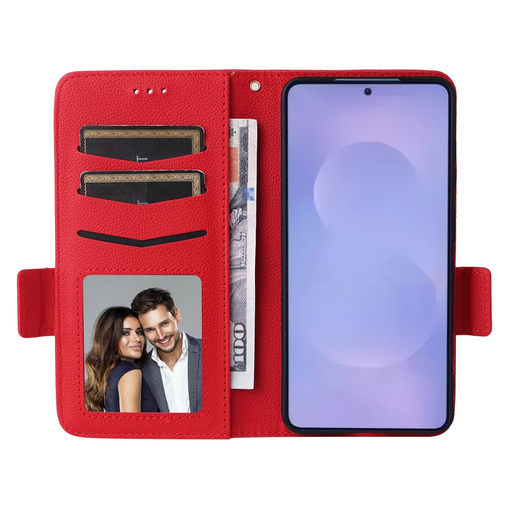 For-Samsung-Galaxy-S26-/-S26-Pro-Case-Litchi-Texture-Wallet-Leather-Phone-Cover-with-Wrist-Strap-Red