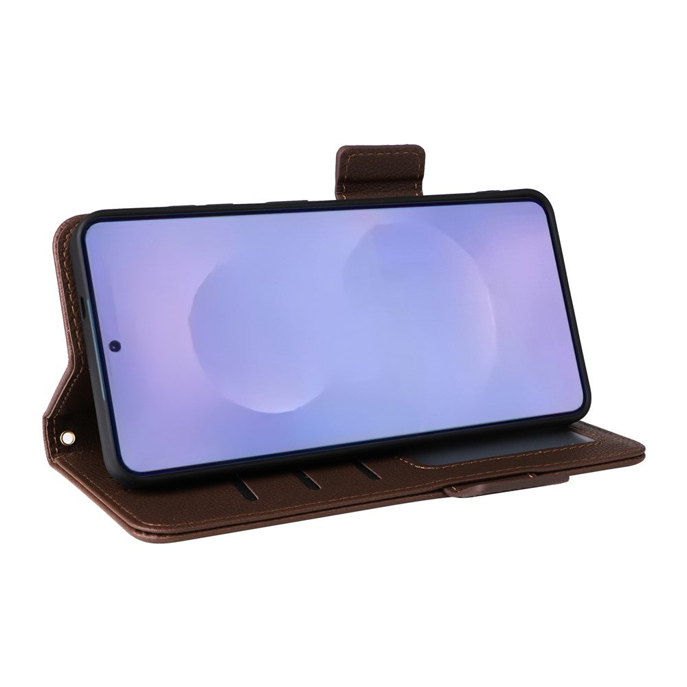 For-Samsung-Galaxy-S26-/-S26-Pro-Case-Litchi-Texture-Wallet-Leather-Phone-Cover-with-Wrist-Strap-Brown