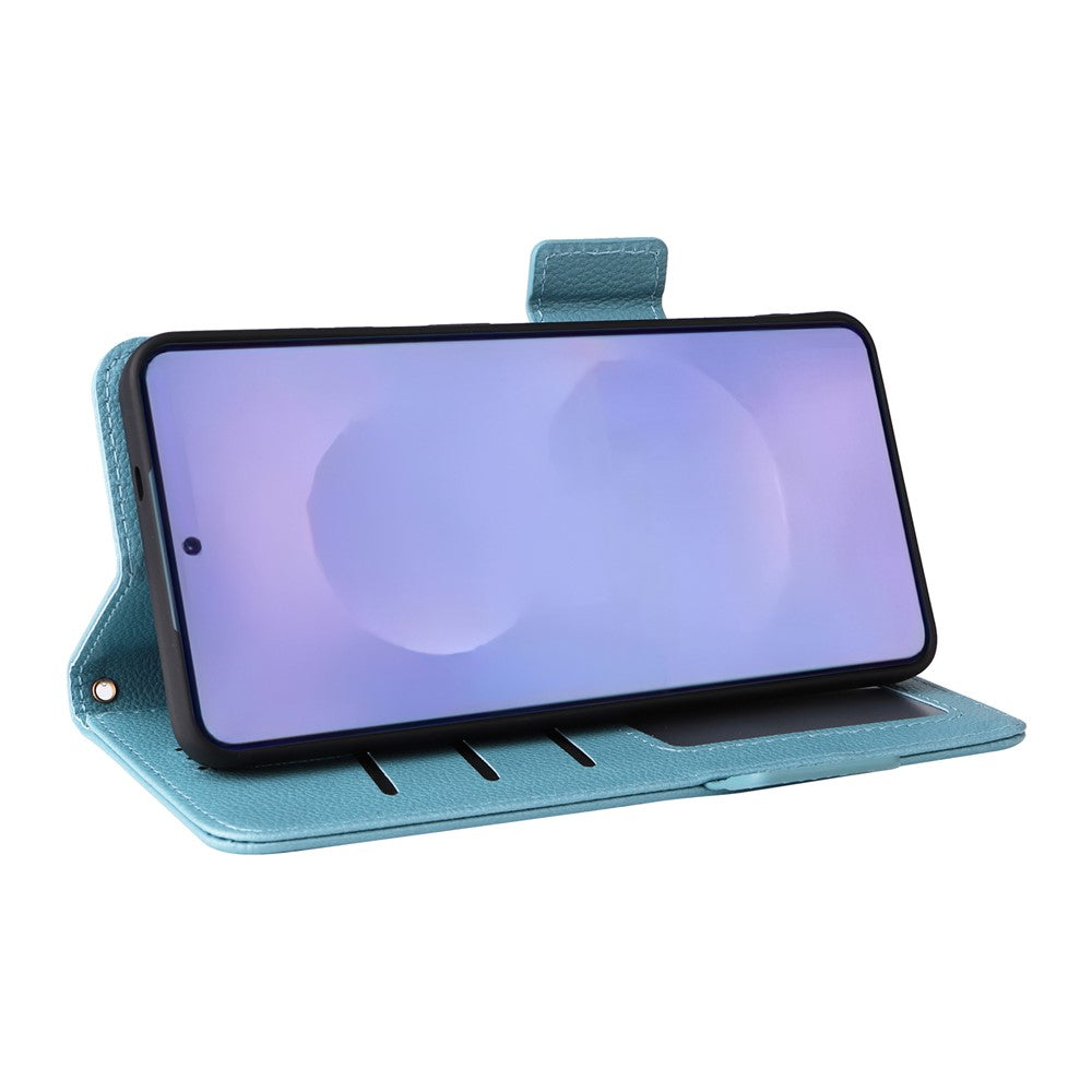 For-Samsung-Galaxy-S26-/-S26-Pro-Case-Litchi-Texture-Wallet-Leather-Phone-Cover-with-Wrist-Strap-Baby-Blue