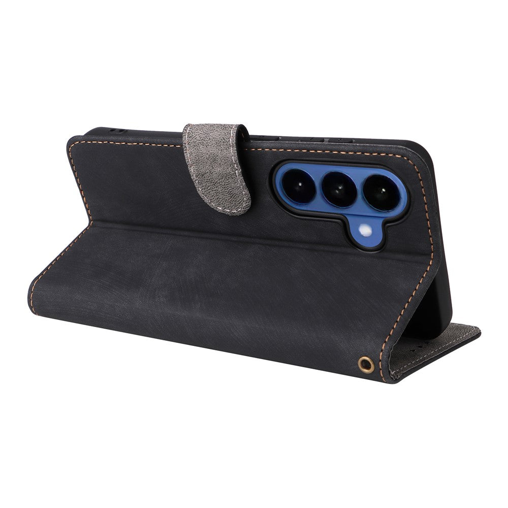 For-Samsung-Galaxy-S26-/-S26-Pro-Case-Wallet-RFID-Blocking-PU-Leather-Phone-Cover-Stand-with-Strap-Black