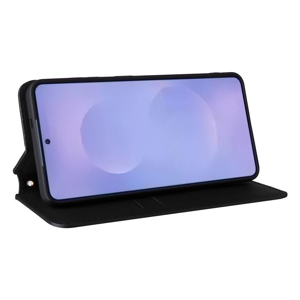 For-Samsung-Galaxy-S26-/-S26-Pro-Case-Wallet-Rhombus-Imprinted-Leather-Phone-Cover-Black