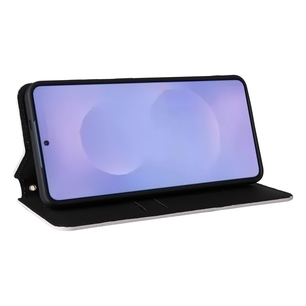 For-Samsung-Galaxy-S26-/-S26-Pro-Case-Wallet-Rhombus-Imprinted-Leather-Phone-Cover-Silver