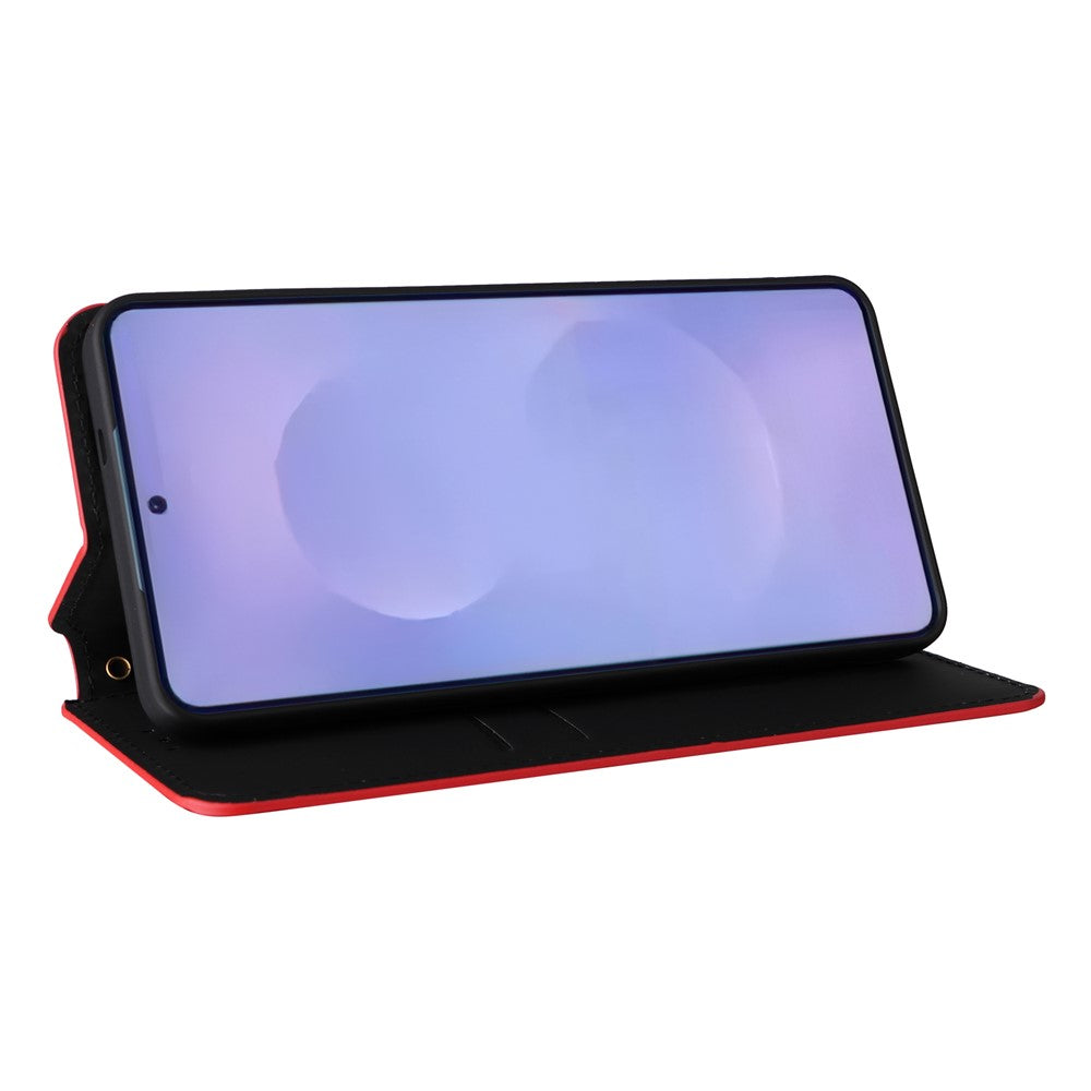 For-Samsung-Galaxy-S26-/-S26-Pro-Case-Wallet-Rhombus-Imprinted-Leather-Phone-Cover-Red