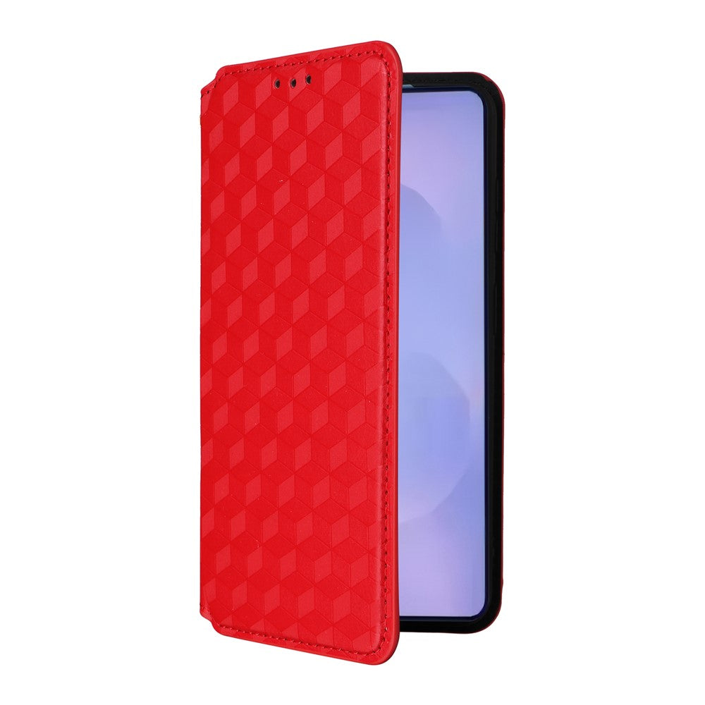 For-Samsung-Galaxy-S26-/-S26-Pro-Case-Wallet-Rhombus-Imprinted-Leather-Phone-Cover-Red