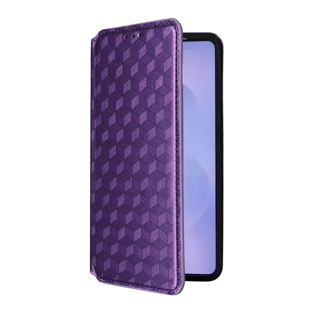 For-Samsung-Galaxy-S26-/-S26-Pro-Case-Wallet-Rhombus-Imprinted-Leather-Phone-Cover-Purple