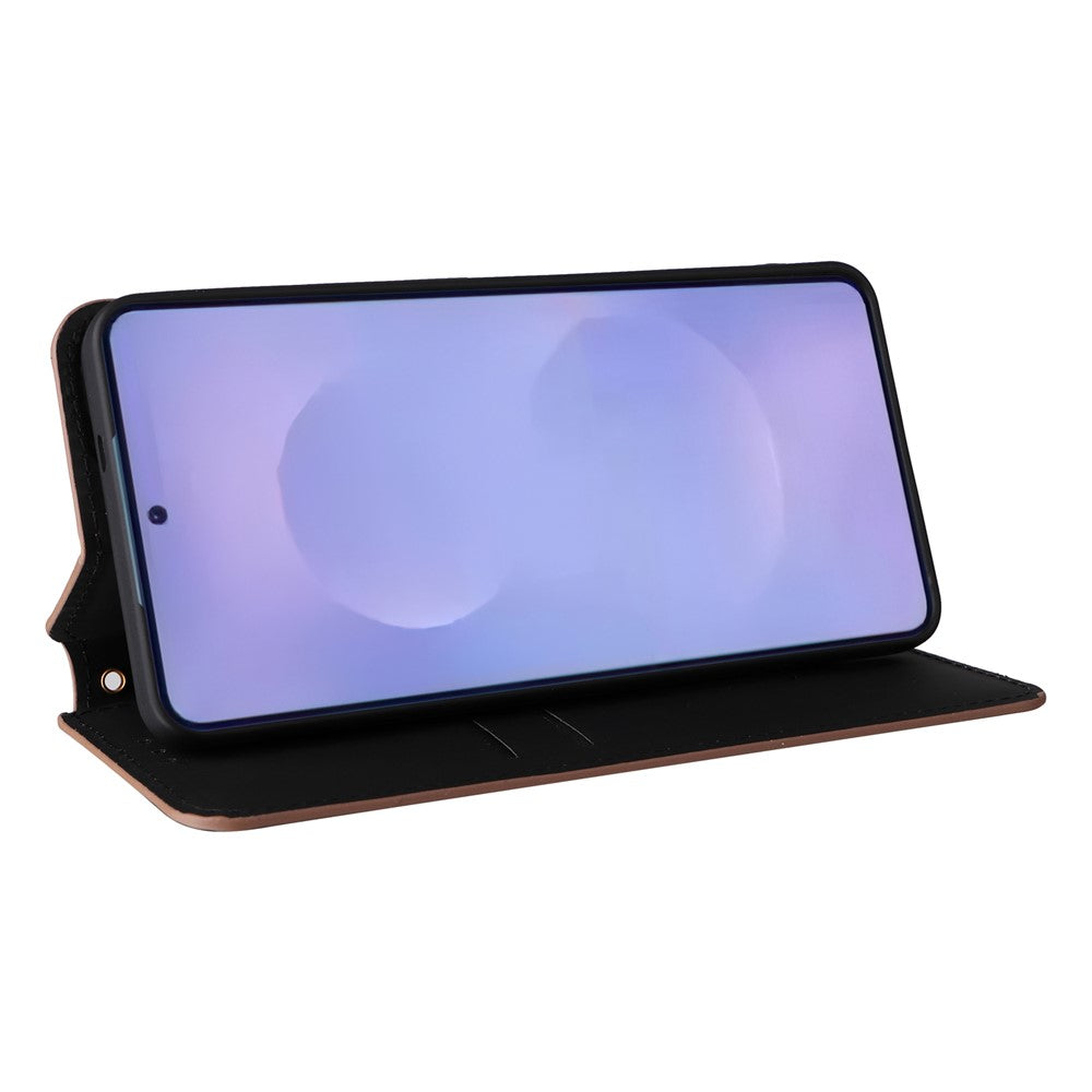 For-Samsung-Galaxy-S26-/-S26-Pro-Case-Wallet-Rhombus-Imprinted-Leather-Phone-Cover-Brown