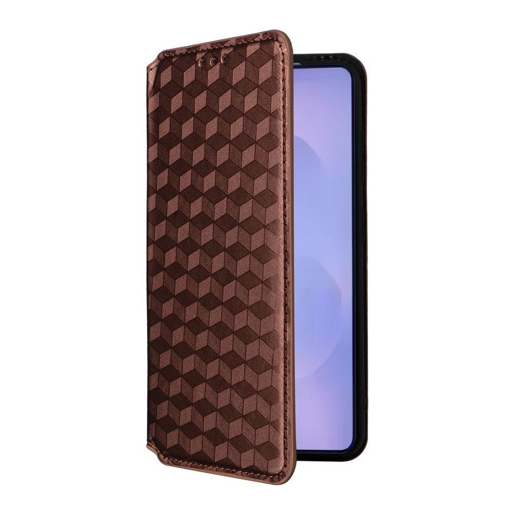 For-Samsung-Galaxy-S26-/-S26-Pro-Case-Wallet-Rhombus-Imprinted-Leather-Phone-Cover-Brown