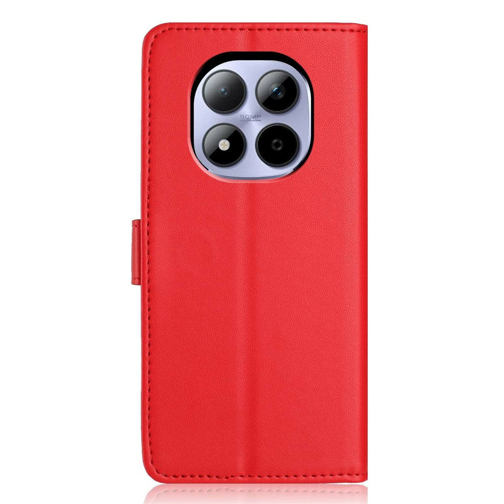 For Xiaomi Redmi Note 15 Pro 5G (Global) Wallet Case with Strap / Multiple Card Slots Solid Color Leather Stand Phone Cover - Red