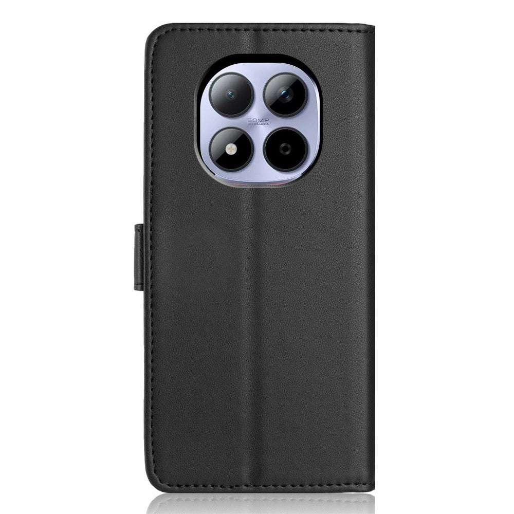 For Xiaomi Redmi Note 15 Pro 5G (Global) Wallet Case with Strap / Multiple Card Slots Solid Color Leather Stand Phone Cover - Black