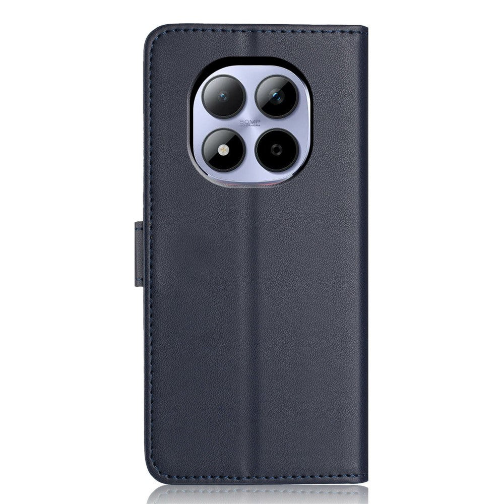 For Xiaomi Redmi Note 15 Pro 5G (Global) Wallet Case with Strap / Multiple Card Slots Solid Color Leather Stand Phone Cover - Blue