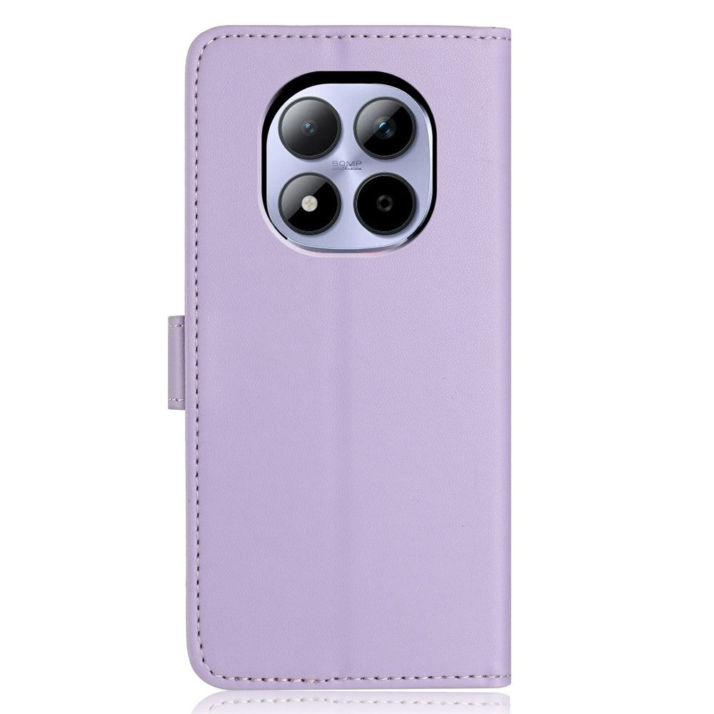 For Xiaomi Redmi Note 15 Pro 5G (Global) Wallet Case with Strap / Multiple Card Slots Solid Color Leather Stand Phone Cover - Purple