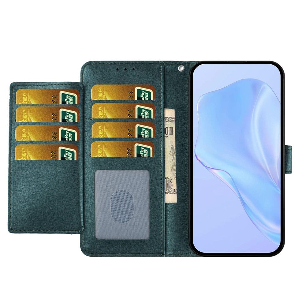 For Xiaomi Redmi Note 15 Pro 5G (Global) Wallet Case with Strap / Multiple Card Slots Solid Color Leather Stand Phone Cover - Blackish Green
