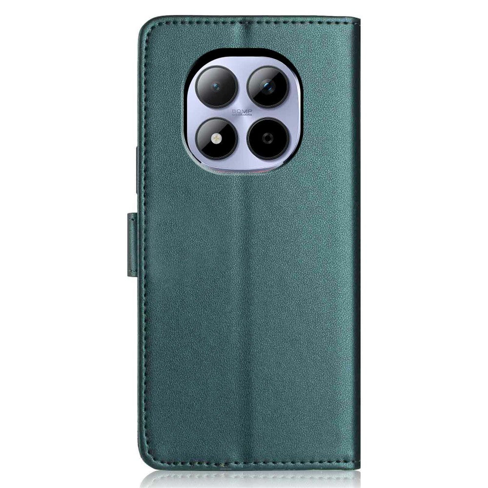 For Xiaomi Redmi Note 15 Pro 5G (Global) Wallet Case with Strap / Multiple Card Slots Solid Color Leather Stand Phone Cover - Blackish Green