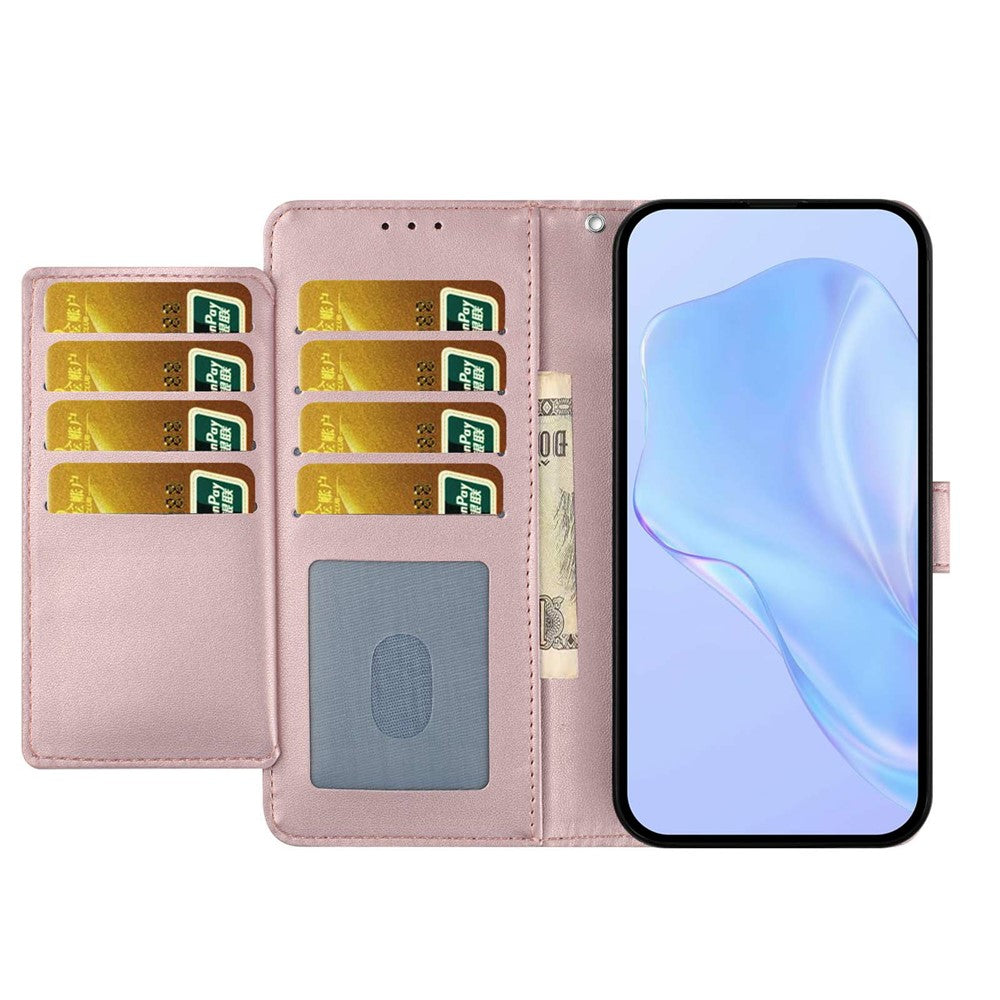 For Xiaomi Redmi Note 15 Pro 5G (Global) Wallet Case with Strap / Multiple Card Slots Solid Color Leather Stand Phone Cover - Rose Gold
