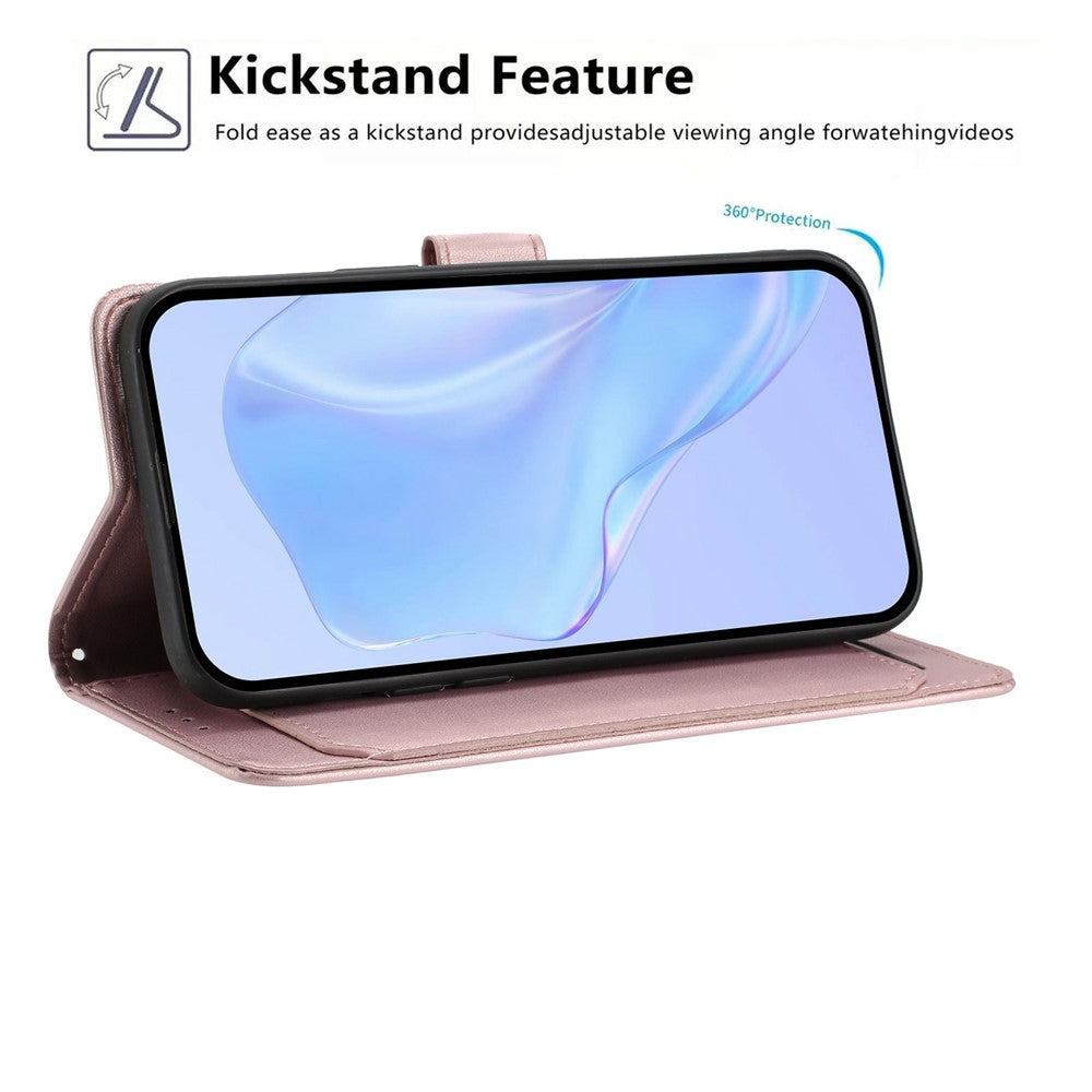 For Xiaomi Redmi Note 15 Pro 5G (Global) Wallet Case with Strap / Multiple Card Slots Solid Color Leather Stand Phone Cover - Rose Gold