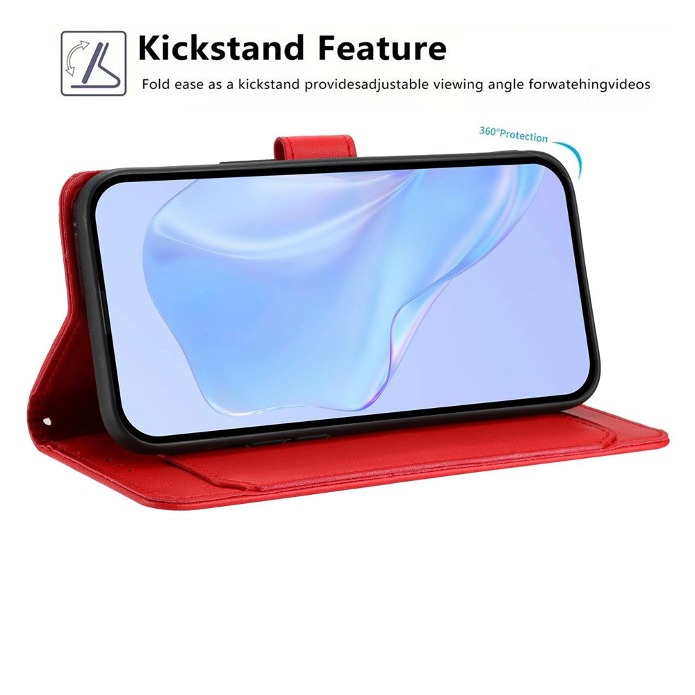 For Xiaomi Poco M8 Pro 5G / Redmi Note 15 Pro+ 5G (Global) Wallet Case with Strap / Multiple Card Slots Solid Color Leather Stand Phone Cover - Red