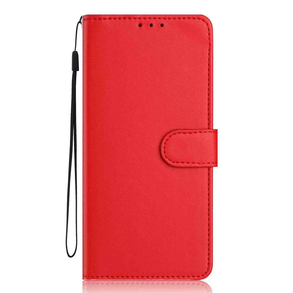 For Xiaomi Poco M8 Pro 5G / Redmi Note 15 Pro+ 5G (Global) Wallet Case with Strap / Multiple Card Slots Solid Color Leather Stand Phone Cover - Red