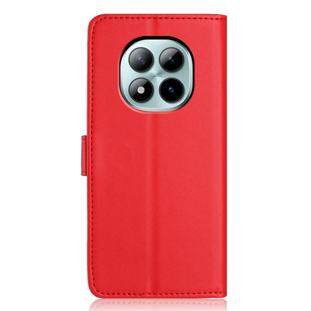 For Xiaomi Poco M8 Pro 5G / Redmi Note 15 Pro+ 5G (Global) Wallet Case with Strap / Multiple Card Slots Solid Color Leather Stand Phone Cover - Red