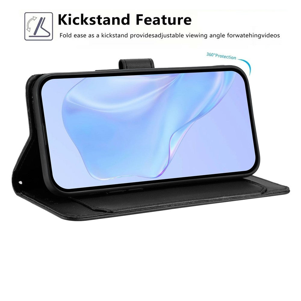 For Xiaomi Poco M8 Pro 5G / Redmi Note 15 Pro+ 5G (Global) Wallet Case with Strap / Multiple Card Slots Solid Color Leather Stand Phone Cover - Black