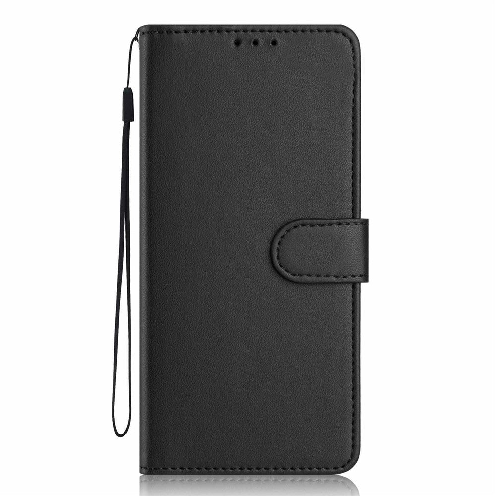 For Xiaomi Poco M8 Pro 5G / Redmi Note 15 Pro+ 5G (Global) Wallet Case with Strap / Multiple Card Slots Solid Color Leather Stand Phone Cover - Black