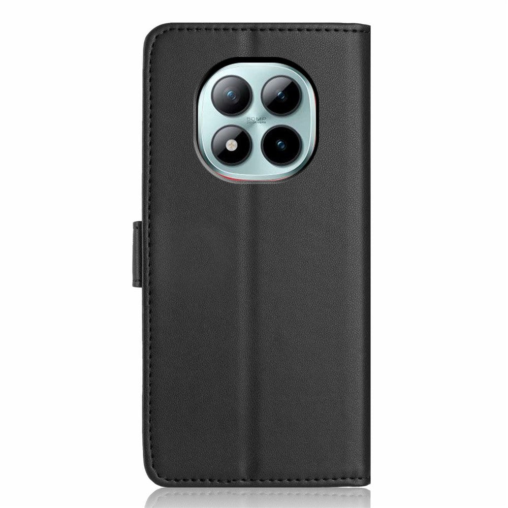For Xiaomi Poco M8 Pro 5G / Redmi Note 15 Pro+ 5G (Global) Wallet Case with Strap / Multiple Card Slots Solid Color Leather Stand Phone Cover - Black