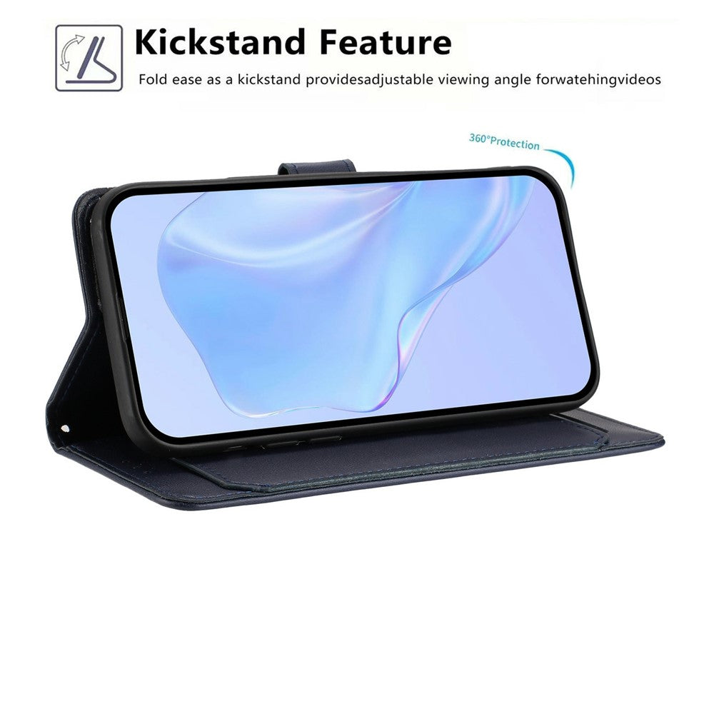 For Xiaomi Poco M8 Pro 5G / Redmi Note 15 Pro+ 5G (Global) Wallet Case with Strap / Multiple Card Slots Solid Color Leather Stand Phone Cover - Blue