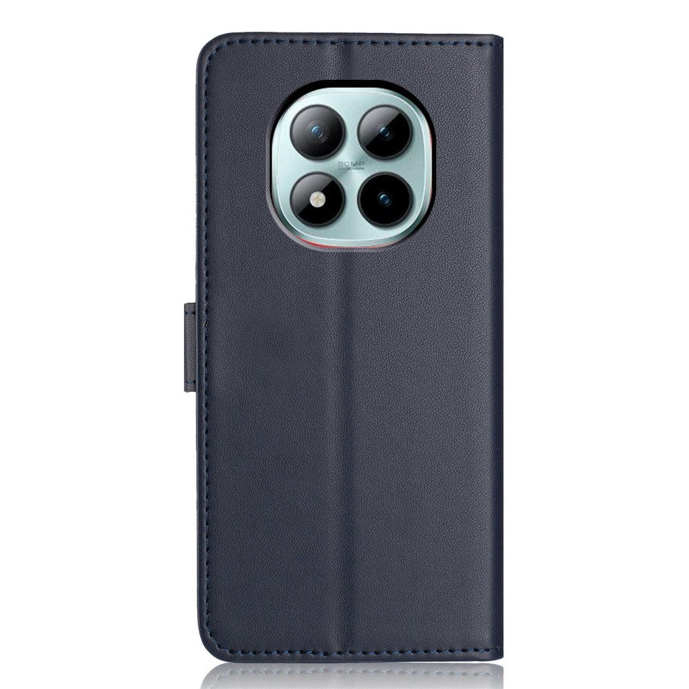For Xiaomi Poco M8 Pro 5G / Redmi Note 15 Pro+ 5G (Global) Wallet Case with Strap / Multiple Card Slots Solid Color Leather Stand Phone Cover - Blue