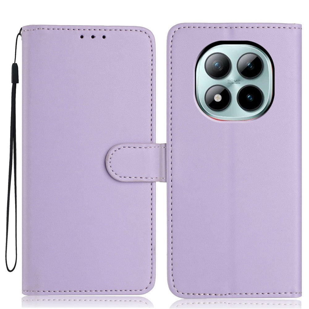 For Xiaomi Poco M8 Pro 5G / Redmi Note 15 Pro+ 5G (Global) Wallet Case with Strap / Multiple Card Slots Solid Color Leather Stand Phone Cover - Purple