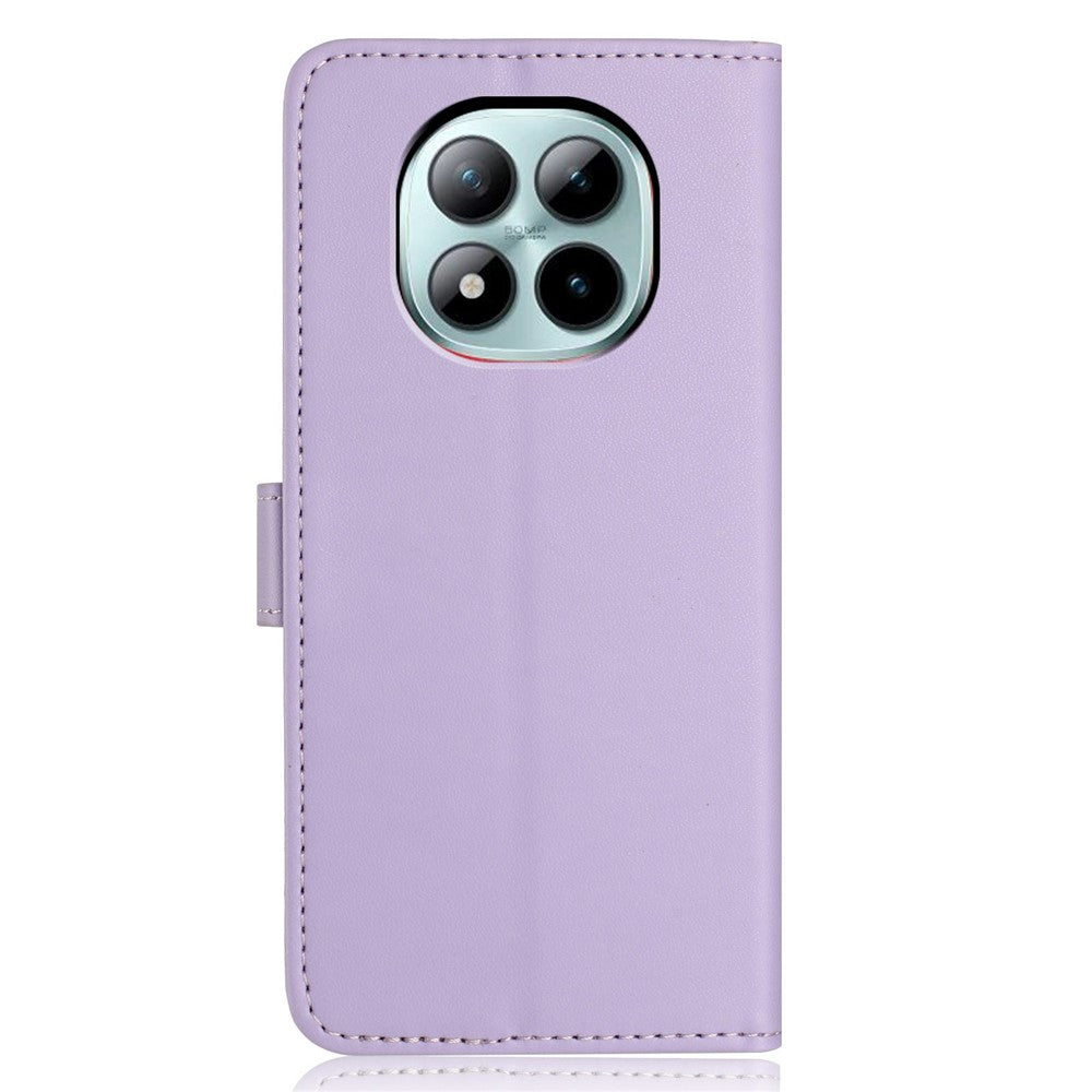 For Xiaomi Poco M8 Pro 5G / Redmi Note 15 Pro+ 5G (Global) Wallet Case with Strap / Multiple Card Slots Solid Color Leather Stand Phone Cover - Purple