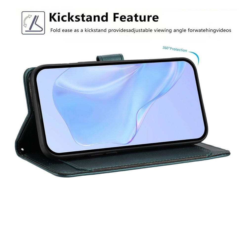 For Xiaomi Poco M8 Pro 5G / Redmi Note 15 Pro+ 5G (Global) Wallet Case with Strap / Multiple Card Slots Solid Color Leather Stand Phone Cover - Blackish Green