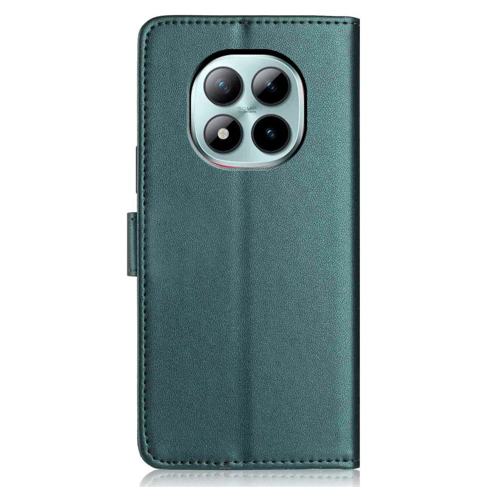 For Xiaomi Poco M8 Pro 5G / Redmi Note 15 Pro+ 5G (Global) Wallet Case with Strap / Multiple Card Slots Solid Color Leather Stand Phone Cover - Blackish Green