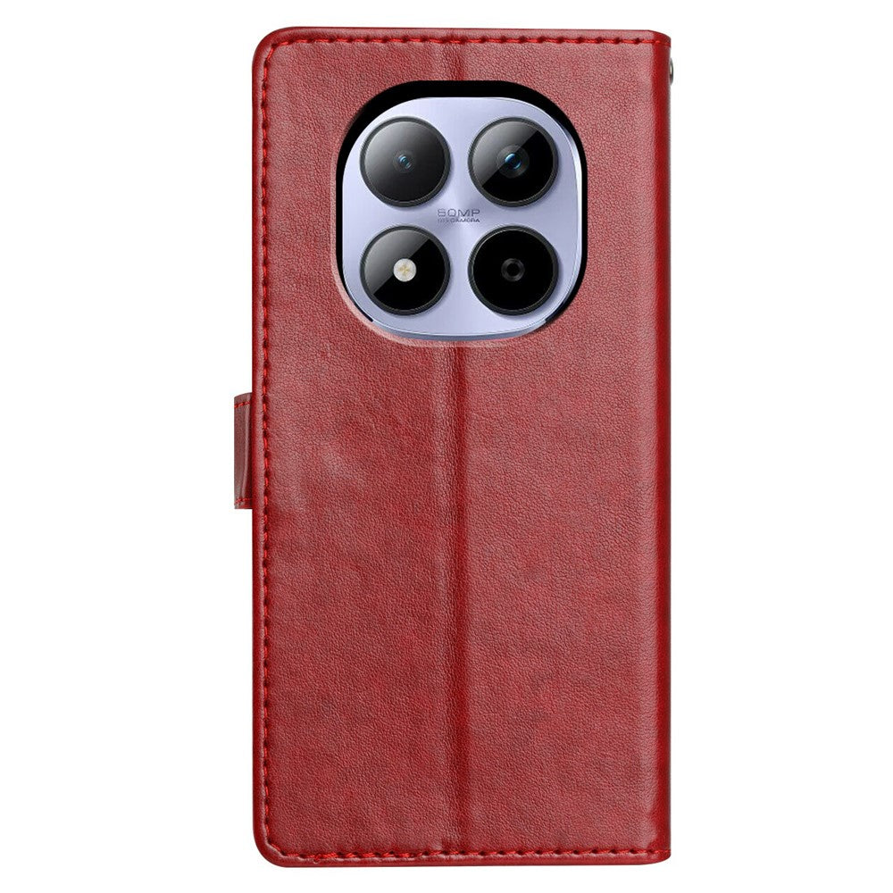 For Xiaomi Redmi Note 15 Pro 5G (Global) Leather Case Wallet Stand Phone Cover with Handy Strap - Red