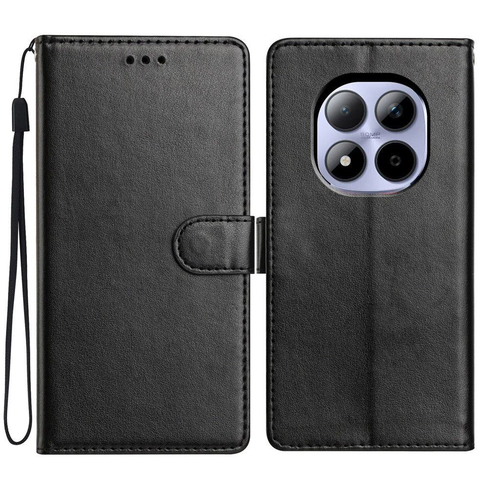 For Xiaomi Redmi Note 15 Pro 5G (Global) Leather Case Wallet Stand Phone Cover with Handy Strap - Black