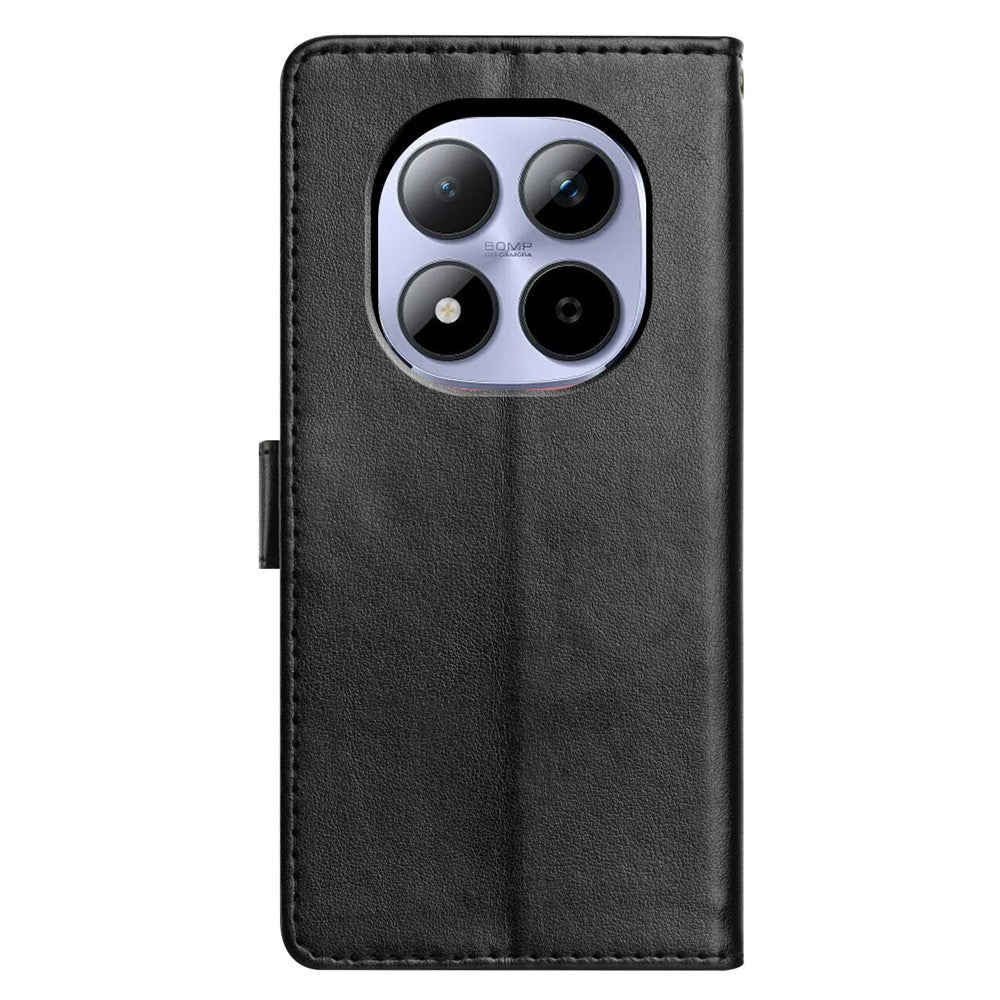 For Xiaomi Redmi Note 15 Pro 5G (Global) Leather Case Wallet Stand Phone Cover with Handy Strap - Black