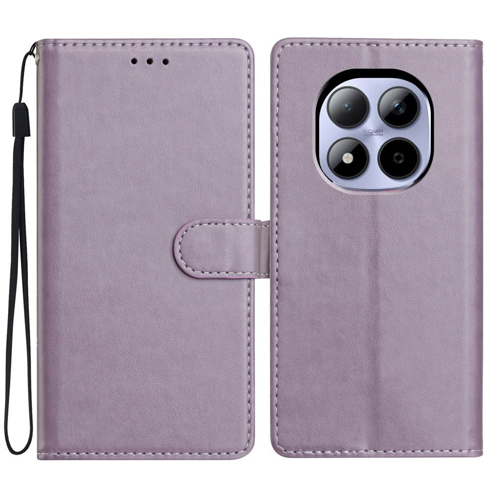 For Xiaomi Redmi Note 15 Pro 5G (Global) Leather Case Wallet Stand Phone Cover with Handy Strap - Purple