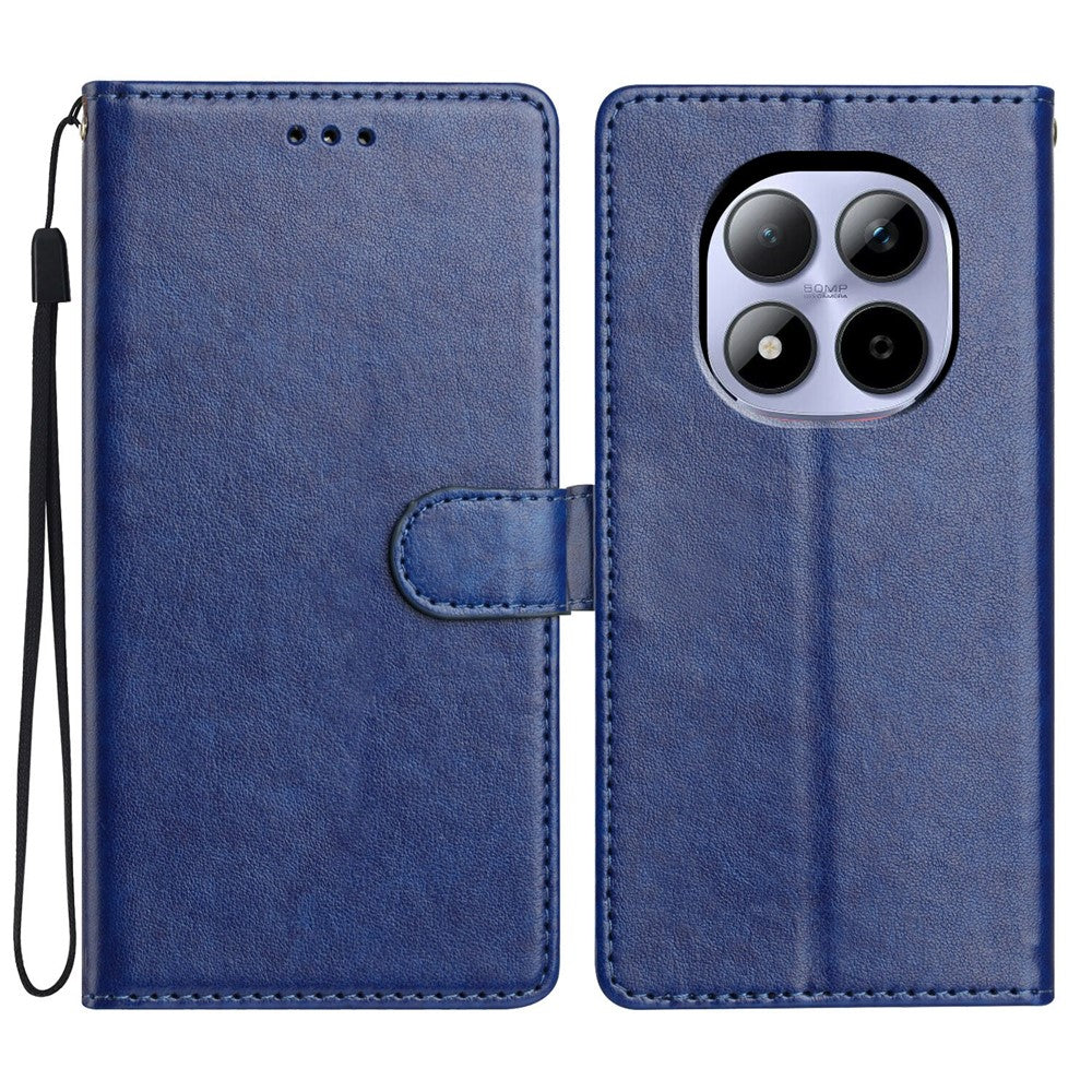For Xiaomi Redmi Note 15 Pro 5G (Global) Leather Case Wallet Stand Phone Cover with Handy Strap - Blue