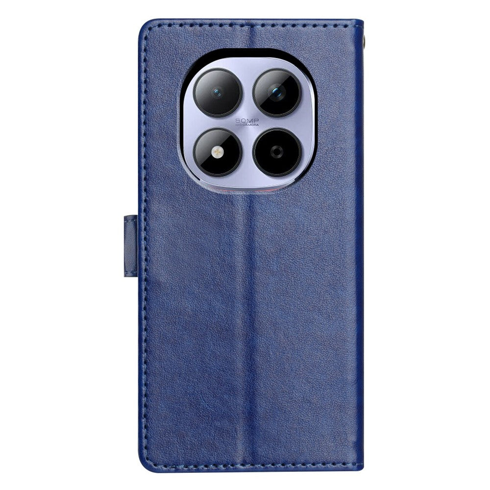 For Xiaomi Redmi Note 15 Pro 5G (Global) Leather Case Wallet Stand Phone Cover with Handy Strap - Blue