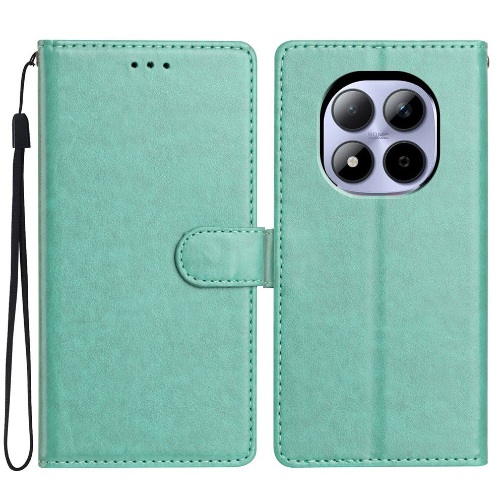 For Xiaomi Redmi Note 15 Pro 5G (Global) Leather Case Wallet Stand Phone Cover with Handy Strap - Green